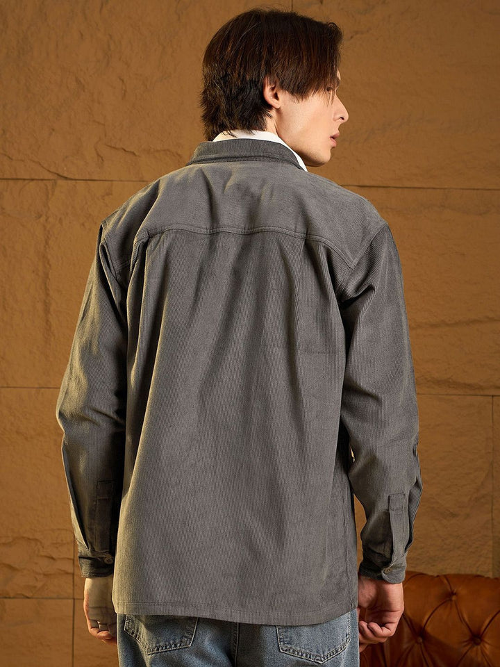DENNISON Men Four Pocket Drop Shoulder Oversized Corduroy Shacket