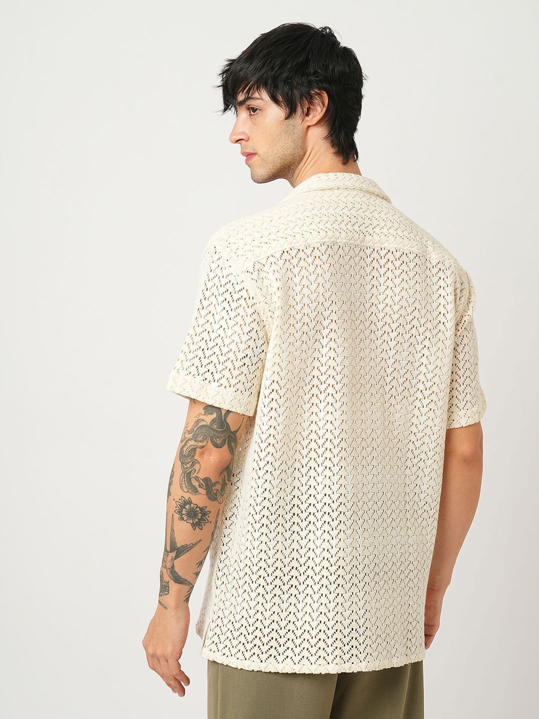VASTRADO Men Classic Cuban Collar Solid Cotton Oversized Casual Shirt