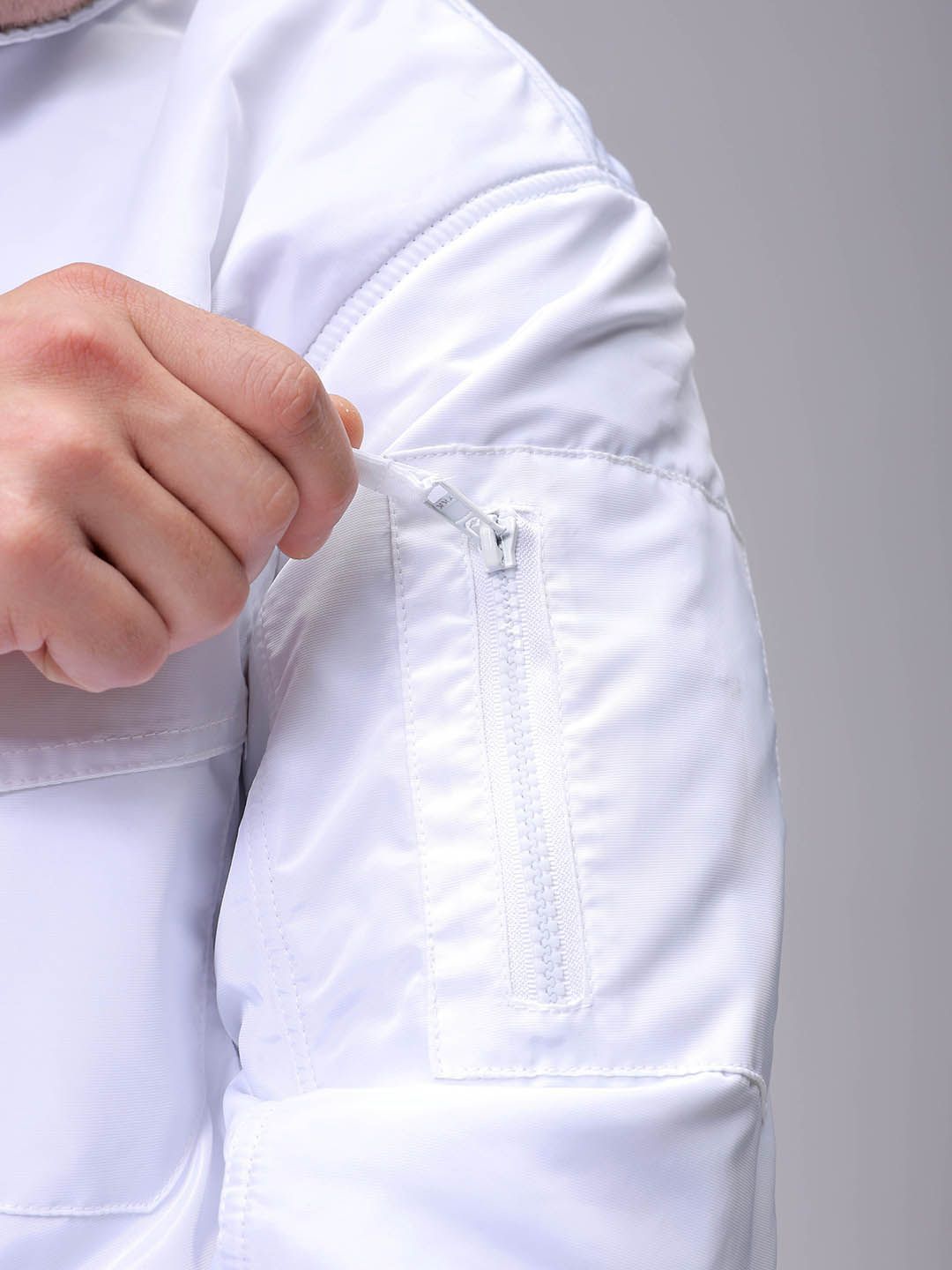 The Indian Garage Co Men Solid Padded Bomber Utility Jacket