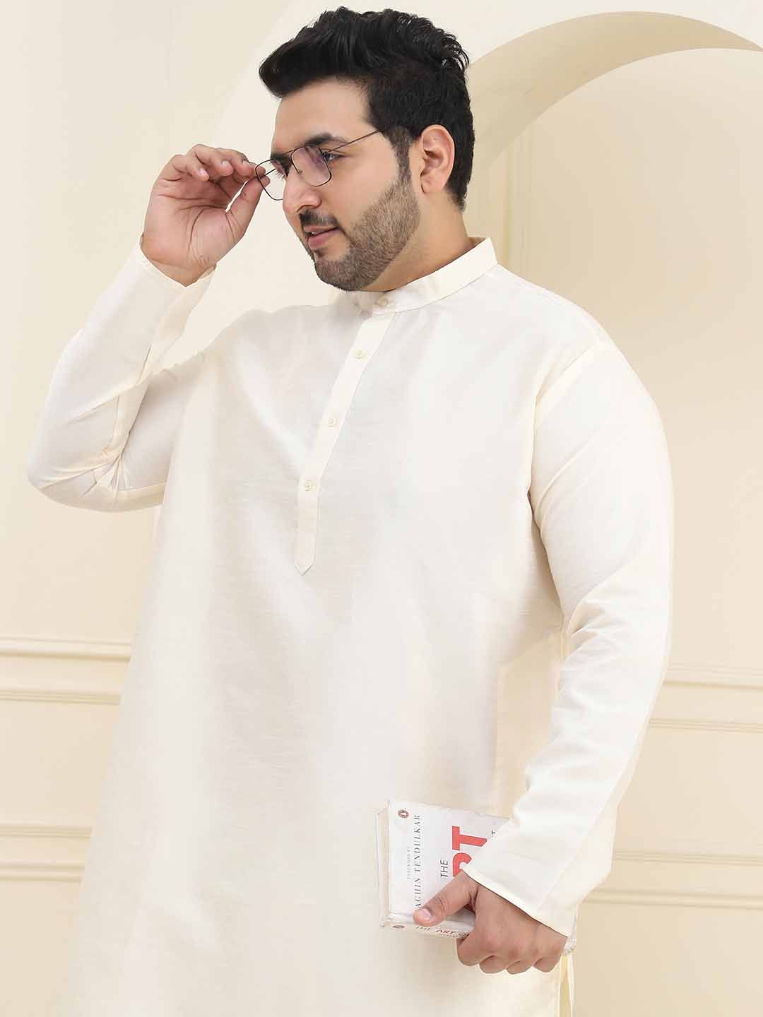 SOJANYA Plus Mandarin Collar Long Sleeves Straight Kurta