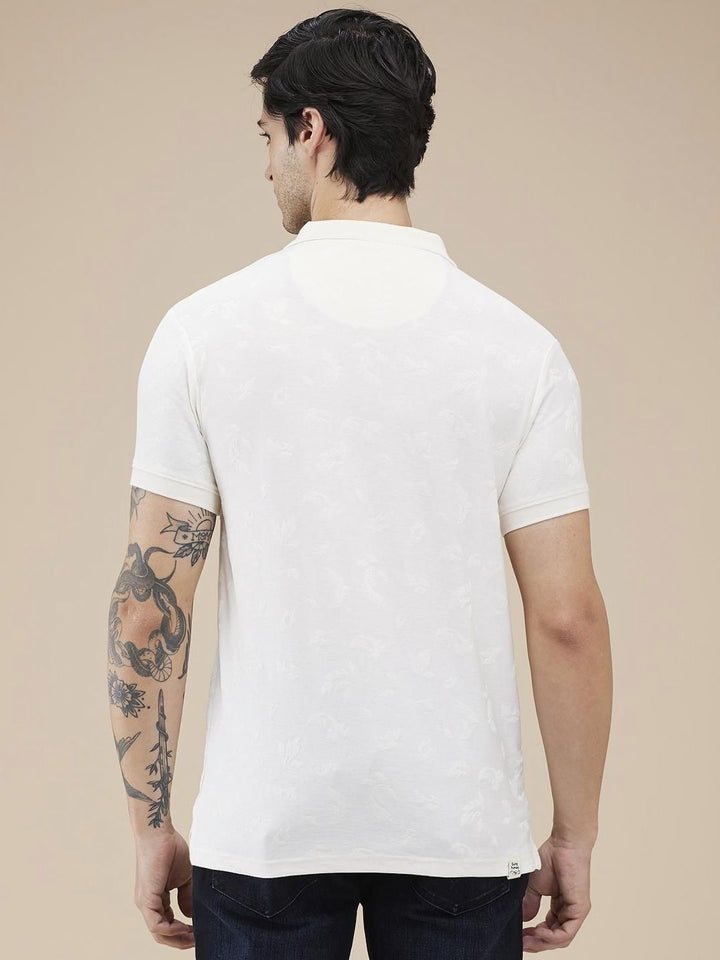 Being Human Men Self Design Polo Collar Cotton Slim Fit T-shirt