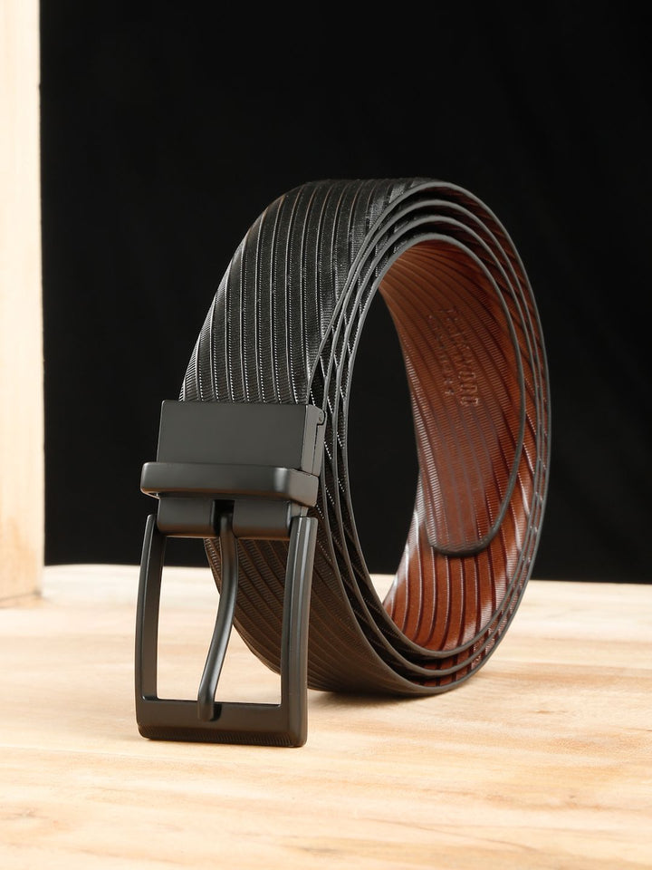 Teakwood Leathers Men Textured Leather Reversible Formal Belt