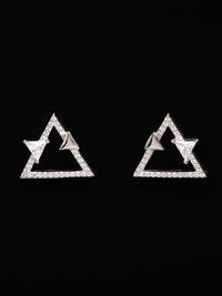 PANASH 925 Sterling Silver Rhodium-Plated Cubic Zirconia-Studded
