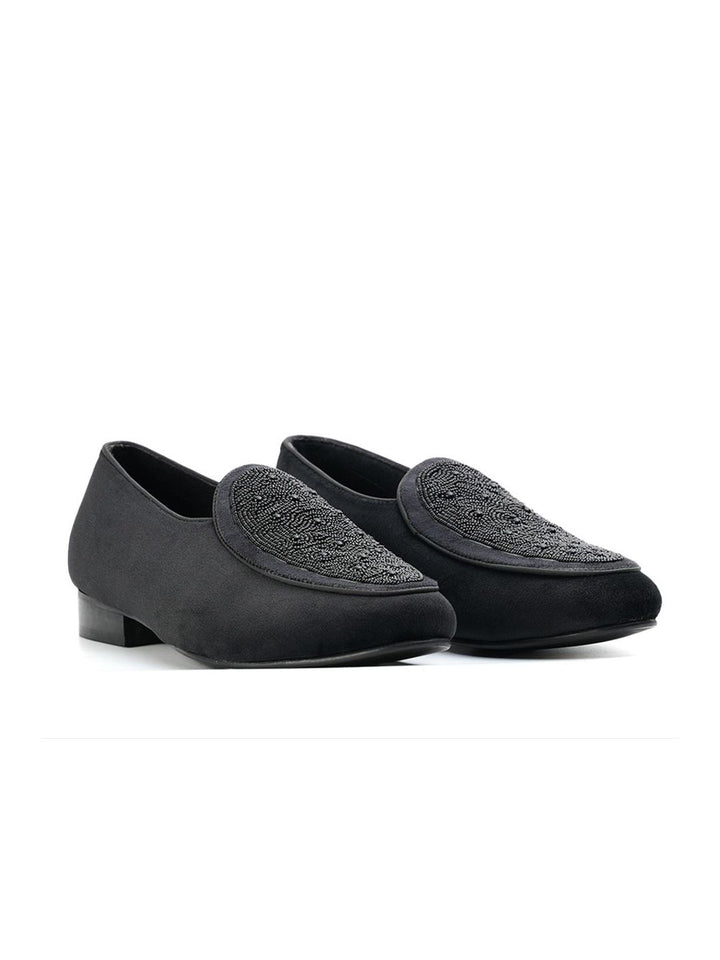 Monkstory Hand-Beaded Slip-ons - Black
