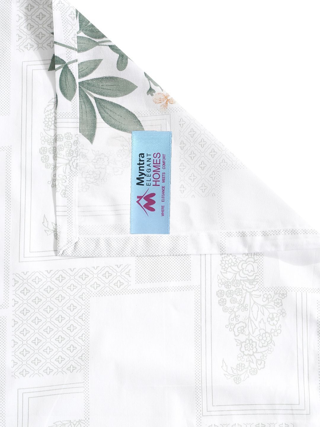 Myntra Elegant Homes White Floral 400 TC Bedsheet with 2 Pillow Covers