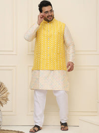 SOJANYA PLUS Men Plus Size Embroidered Mandarin Collar Nehru Jacket