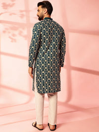 Anouk Men Floral Embroidered Regular Pure Cotton Kurta with Pyjamas