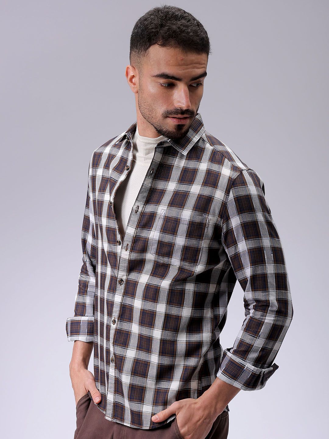The Indian Garage Co Men Slim Fit Checked Casual Shirt