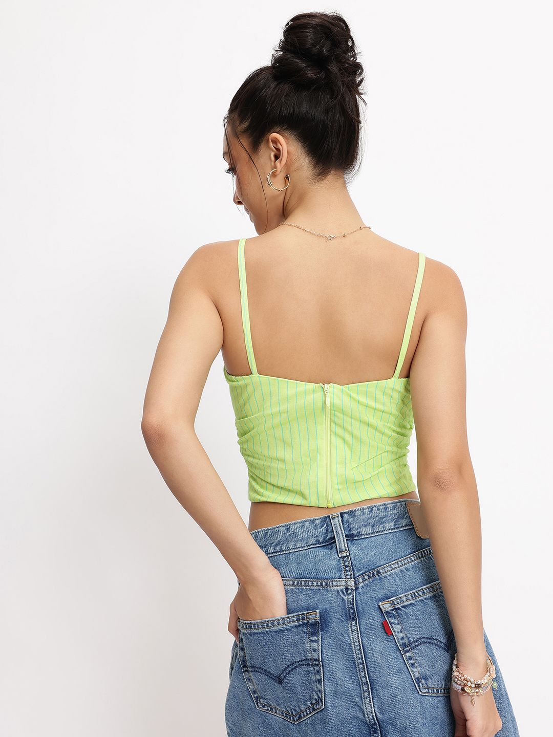 DressBerry Glowburst Ruched Striped Crop Top