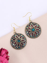 Anouk Gold Plated Cubic Zirconia Studded Circular Shaped Drop Earrings