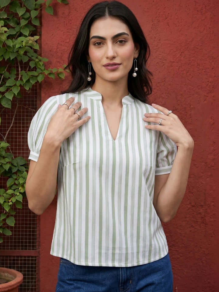 Mamicha Striped Puff Sleeve Top
