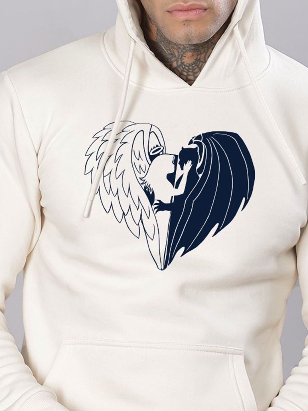 ADRO Lelaki Graphic Printed Hod Cotton Pullover Sweatshirt