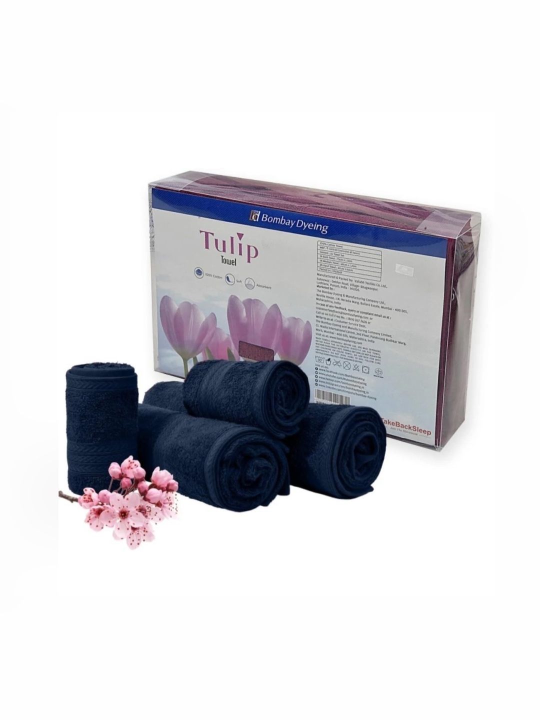 BOMBAY DYEING Navy Blue 4 Pieces Cotton 450 GSM Towel Set
