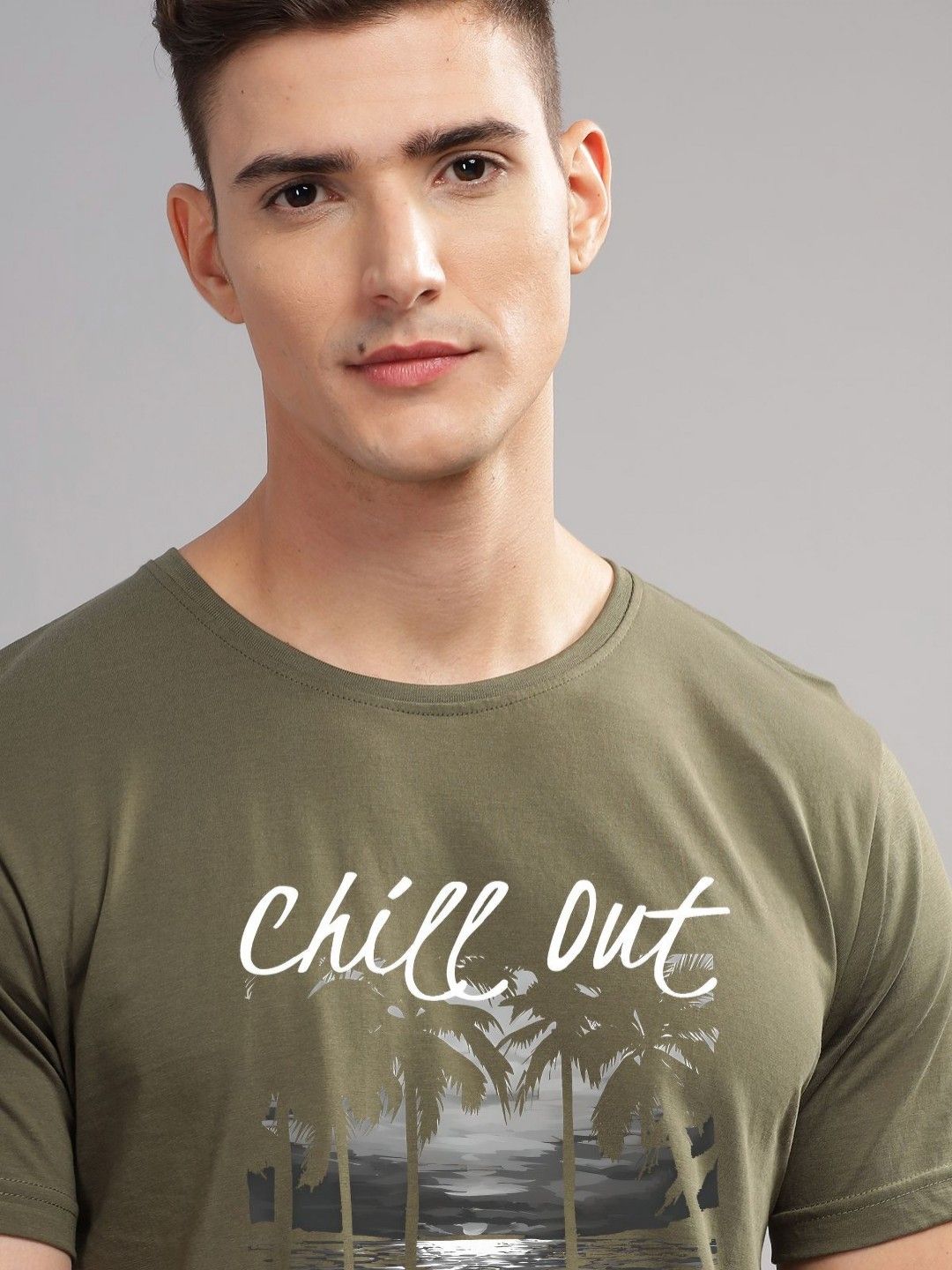 ADRO Men Printed Raw Edge T-shirt