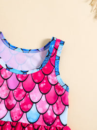 YK Girls Printed Top & Shorts Swim Set