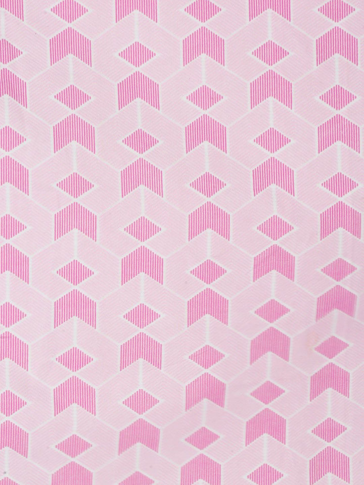 KLOTTHE Pink Geometric Printed 300TC Single Bedsheet With 1 Pillow Cover