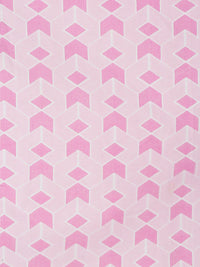 KLOTTHE Pink Geometric Printed 300TC Single Bedsheet With 1 Pillow Cover