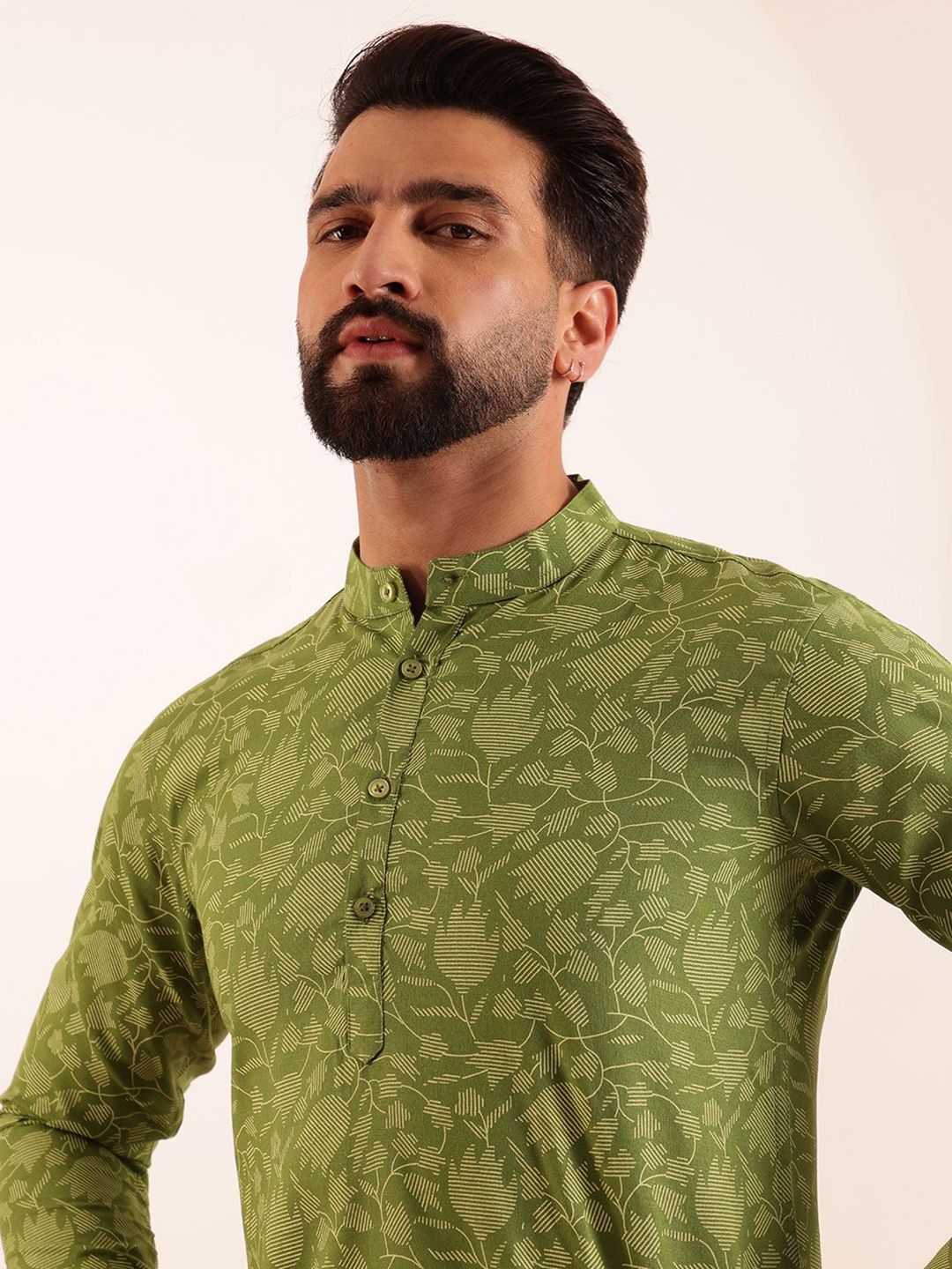 Anouk Floral Printed Mandarin Collar Short Kurta