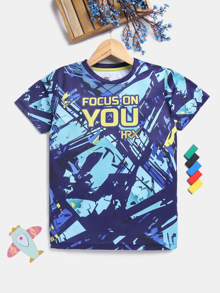 HRX by Hrithik Roshan Boys Typography Printed Rapid Dry T-shirt