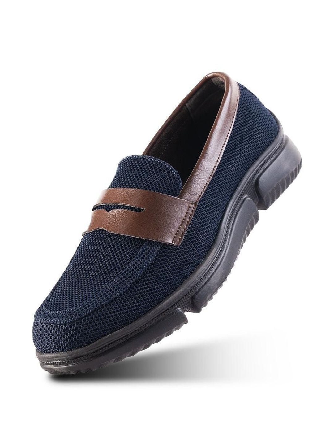 MONKSTORY Gravity Lift Supreme Comfort Mesh Slip-On Sneakers - Navy & Brown