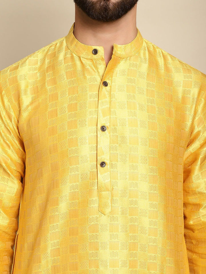 Anouk Geometric Woven Design Mandarin Collar Straight Kurta With Pyjama