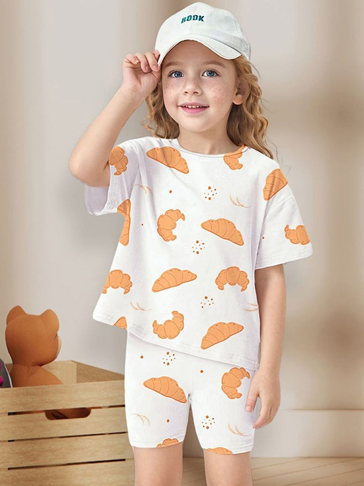 YK Girls Printed T-shirt with Shorts