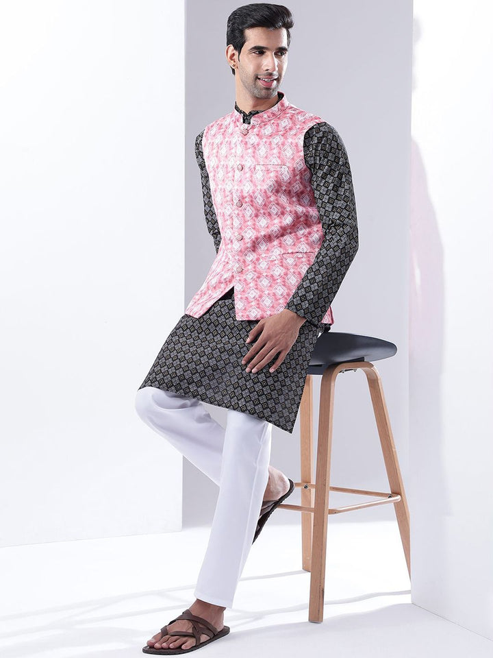 Anouk Men Printed Jodhpuri Kurta dengan Piyama
