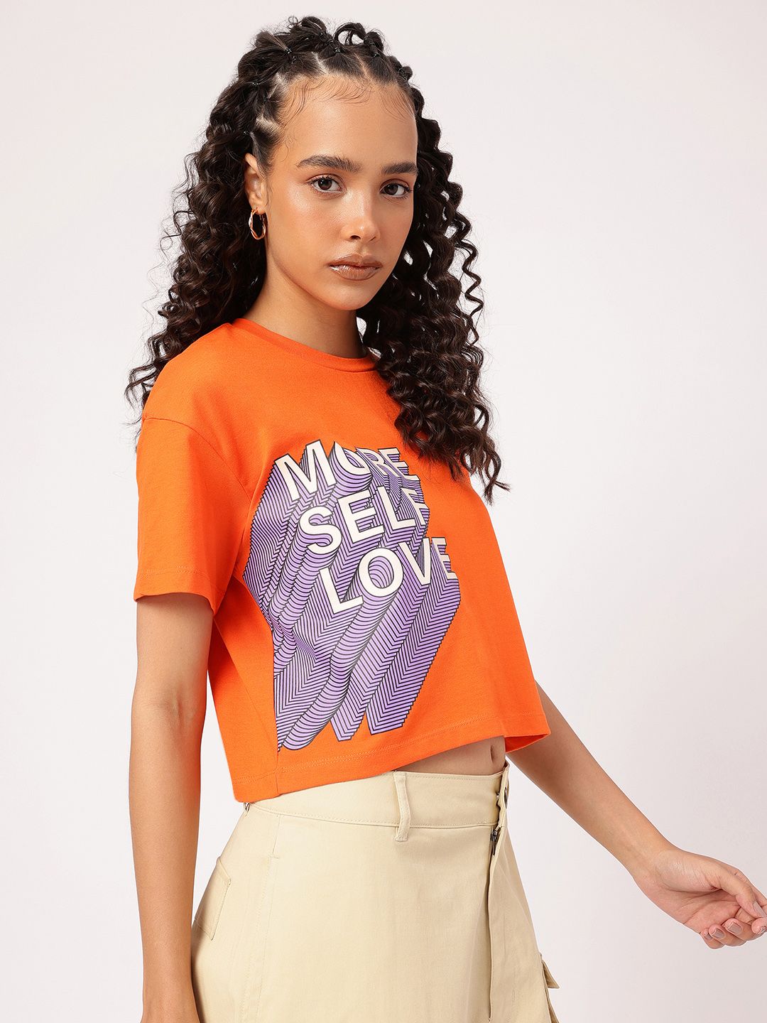 DressBerry Tangerine Sizzle Typography Boxy T-shirt