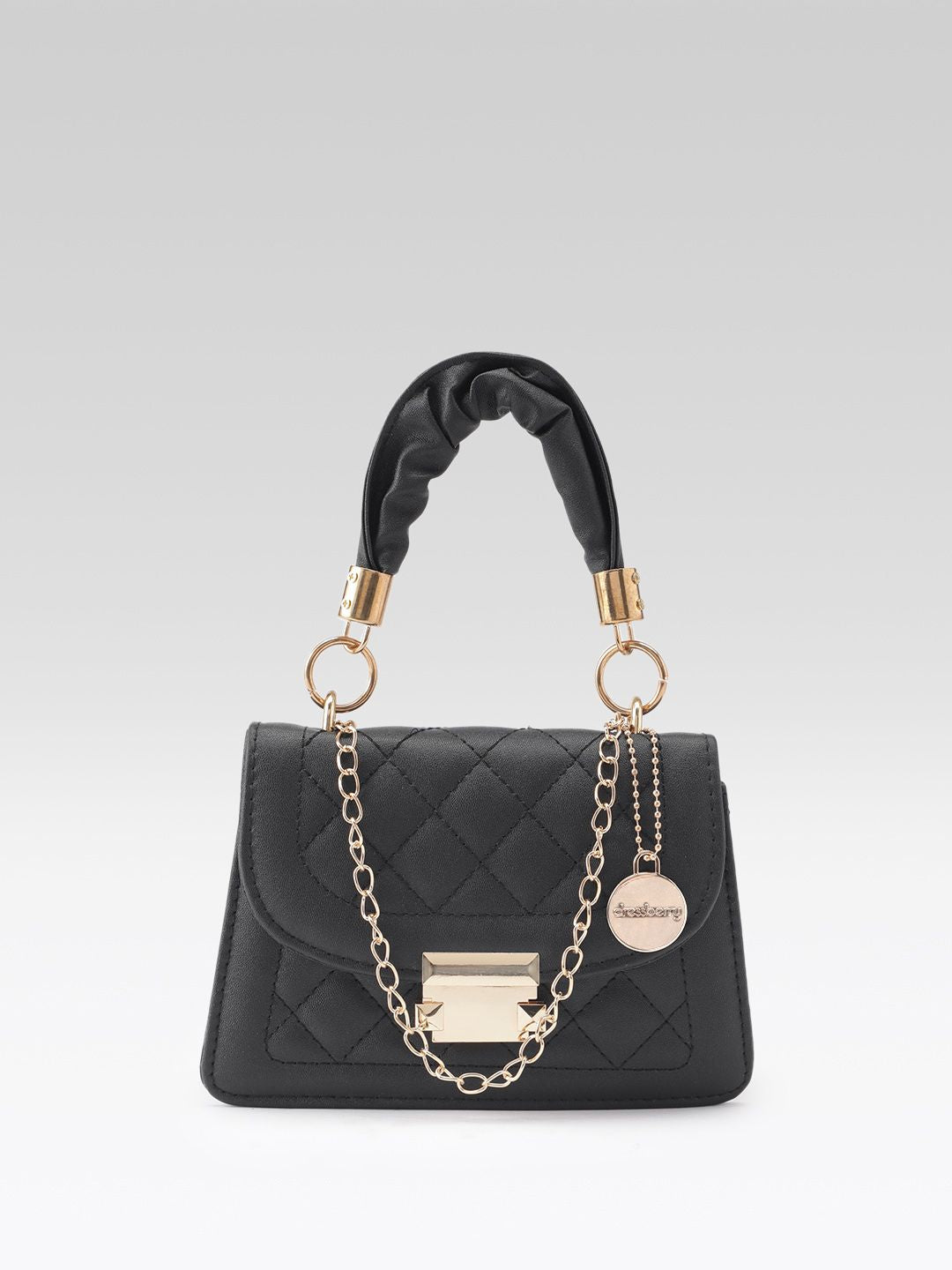 DressBerry Quilted Structured Satchel Bag