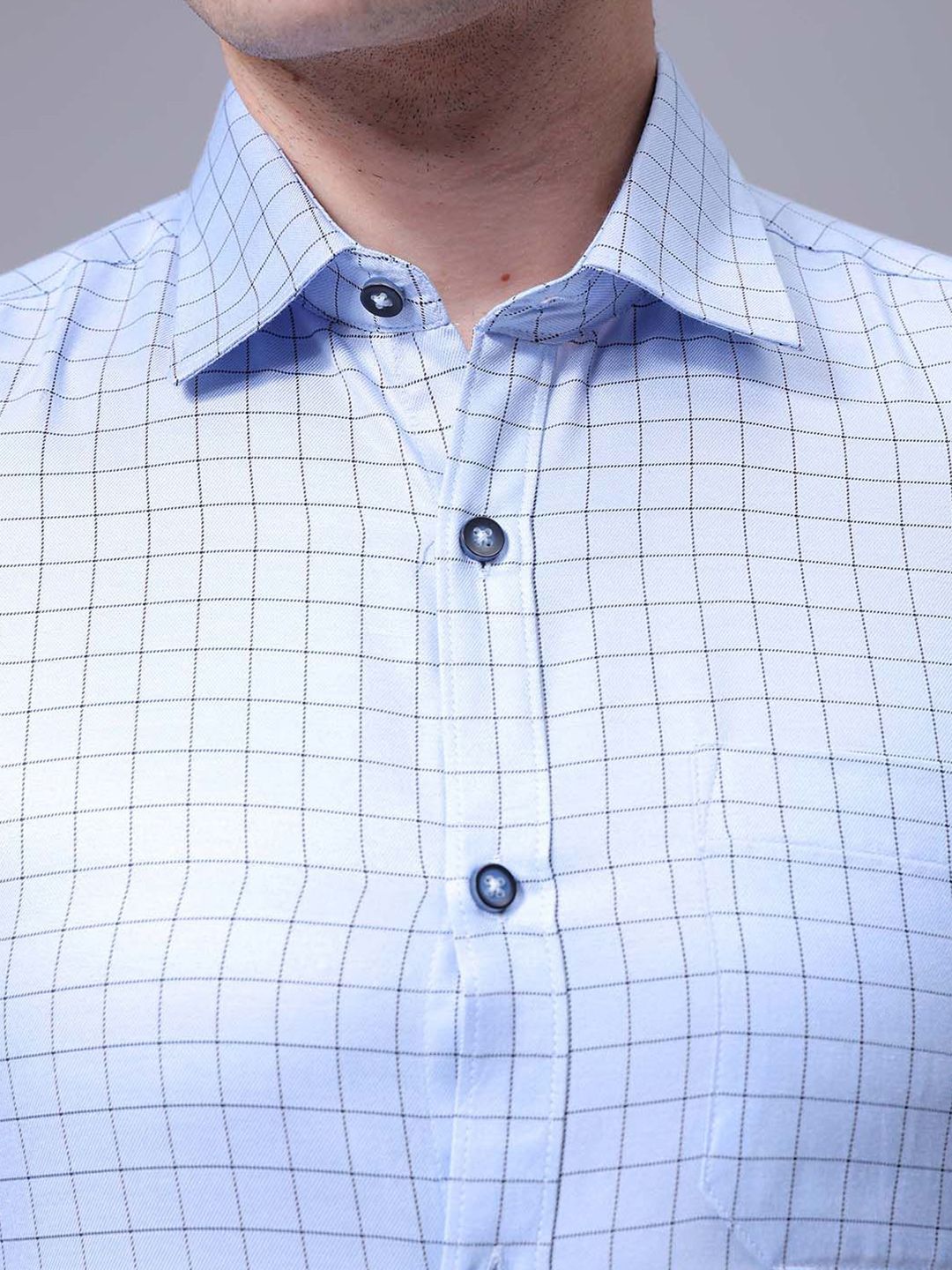 The Indian Garage Co. X Luxe Men Slim Fit Cutaway Collar Grid Tattersall Checked Formal Shirt