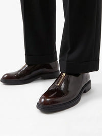 MONKSTORY Burgundy Atelier 1937 Zip Up Selipar Oxford Berkilat