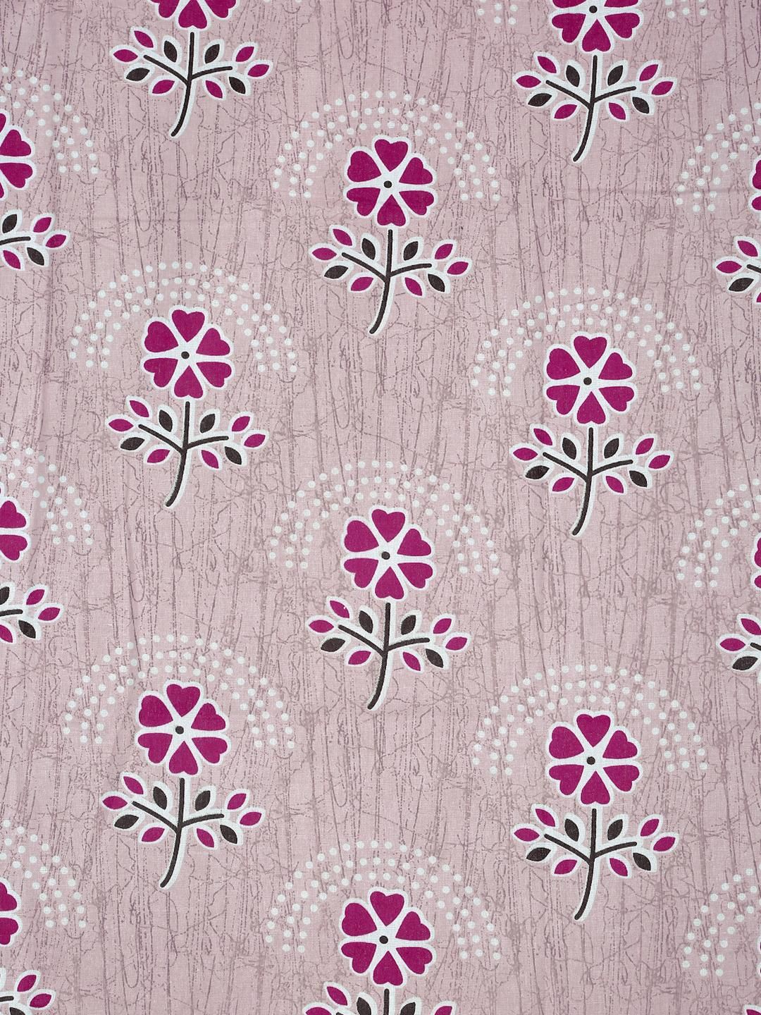 KLOTTHE Pink Floral Pure Cotton 400 TC King Fine Bedsheet with 2 Pillow Covers-98 x 89 inches
