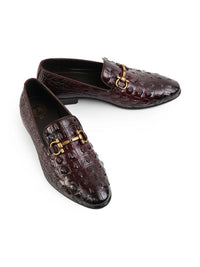 MONKSTORY Men Horsebit Exotic Scale Textured Slip-Ons Formal Shoes