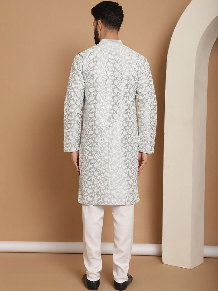 Anouk Floral Embroidered Regular Thread Work Kurta With Churidar