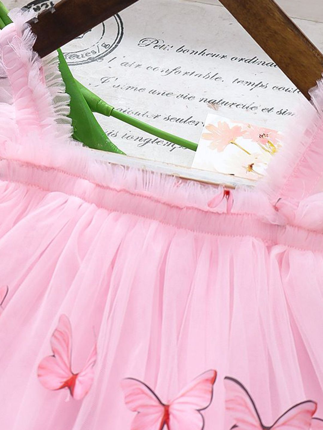 YK Girls Tulle Flutter Sleeves Flared A-Line Dress