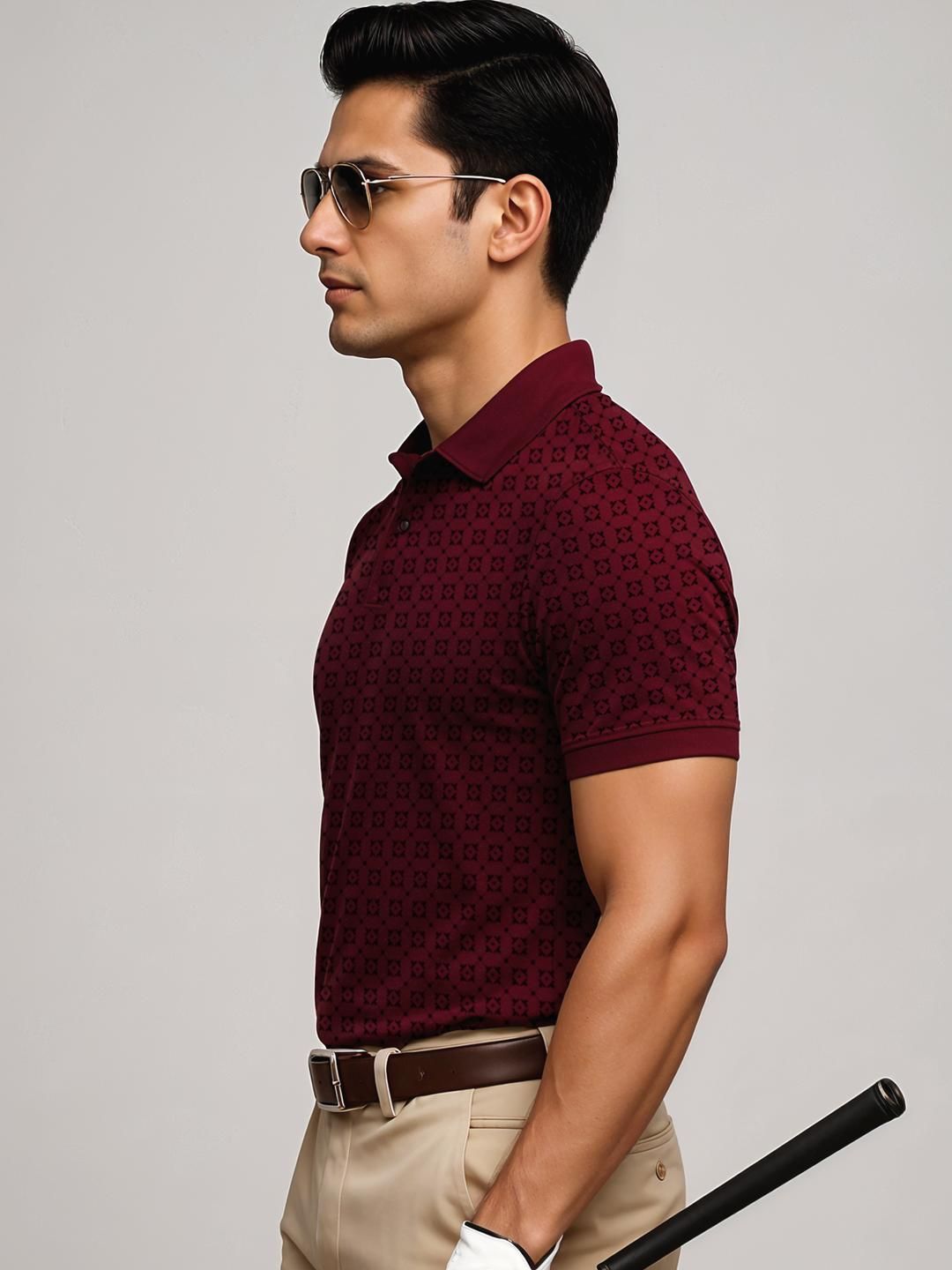 ADRO Men Maroon Cotton Tshirts