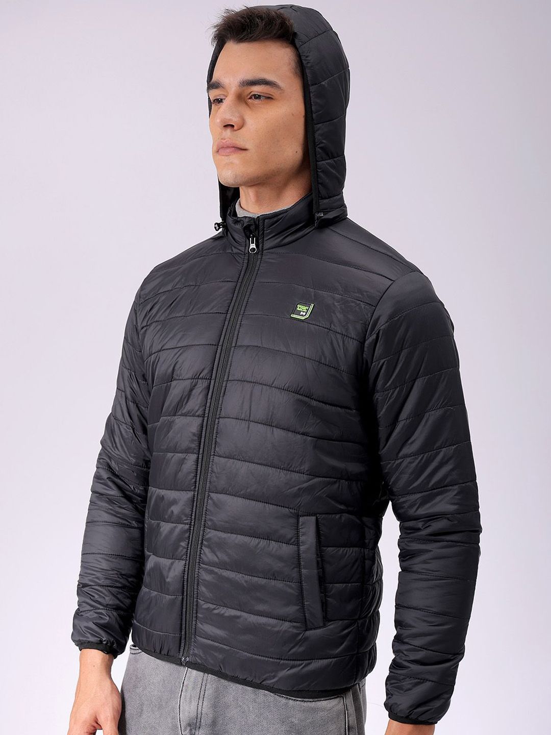 The Indian Garage Co Men Zip-Front Puffer Jacket with Detachable Hood