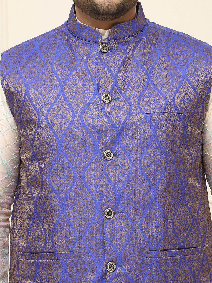 SOJANYA PLUS Men Printed Nehru Plus Size Jacket