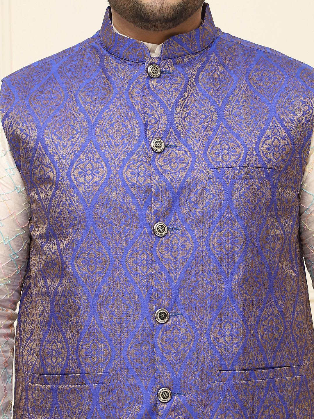 SOJANYA PLUS Men Printed Nehru Plus Size Jacket