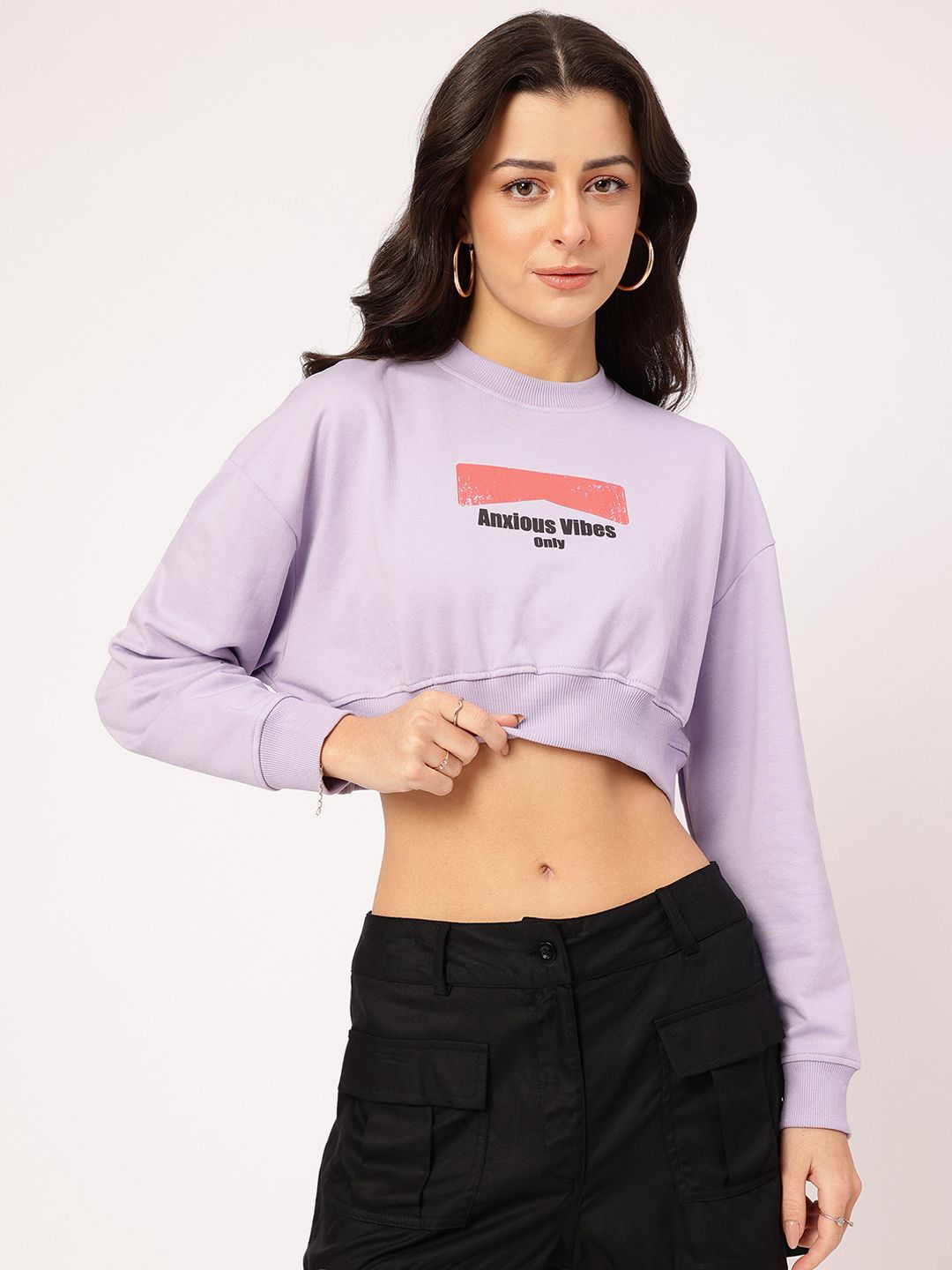 DressBerry Printed Crop Sweatshirt