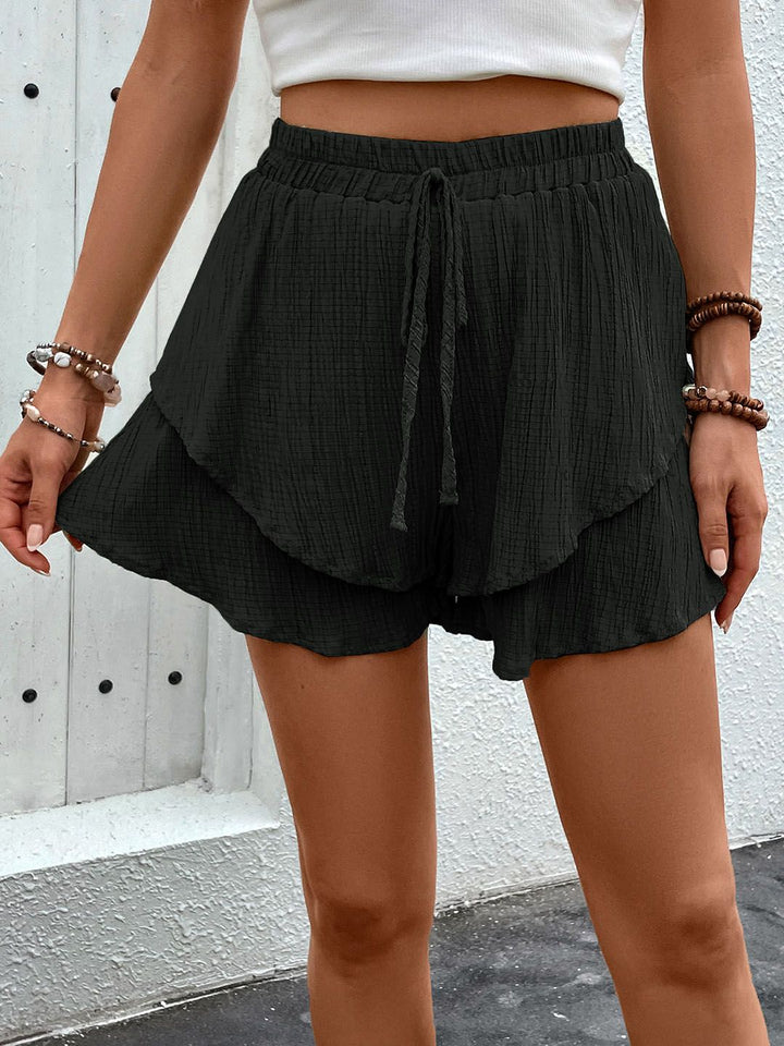 DressBerry Women Crinkled Layered Shorts
