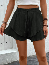 DressBerry Women Crinkled Layered Shorts