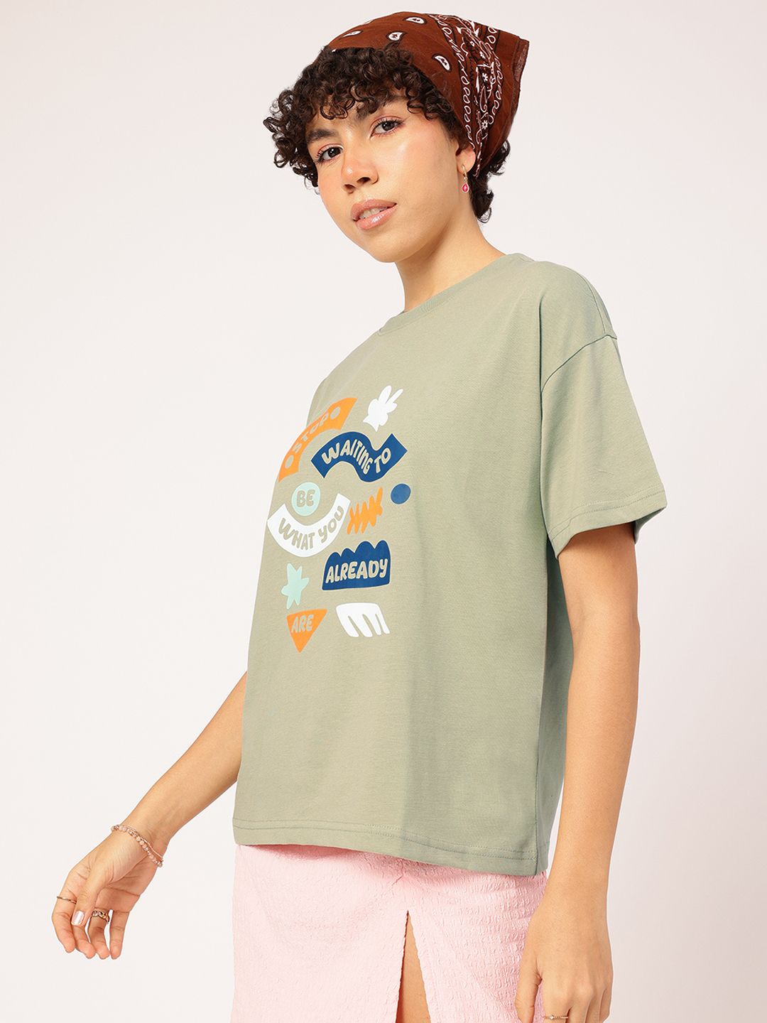 DressBerry Melancholic Chic Typo Print Relaxed Tee