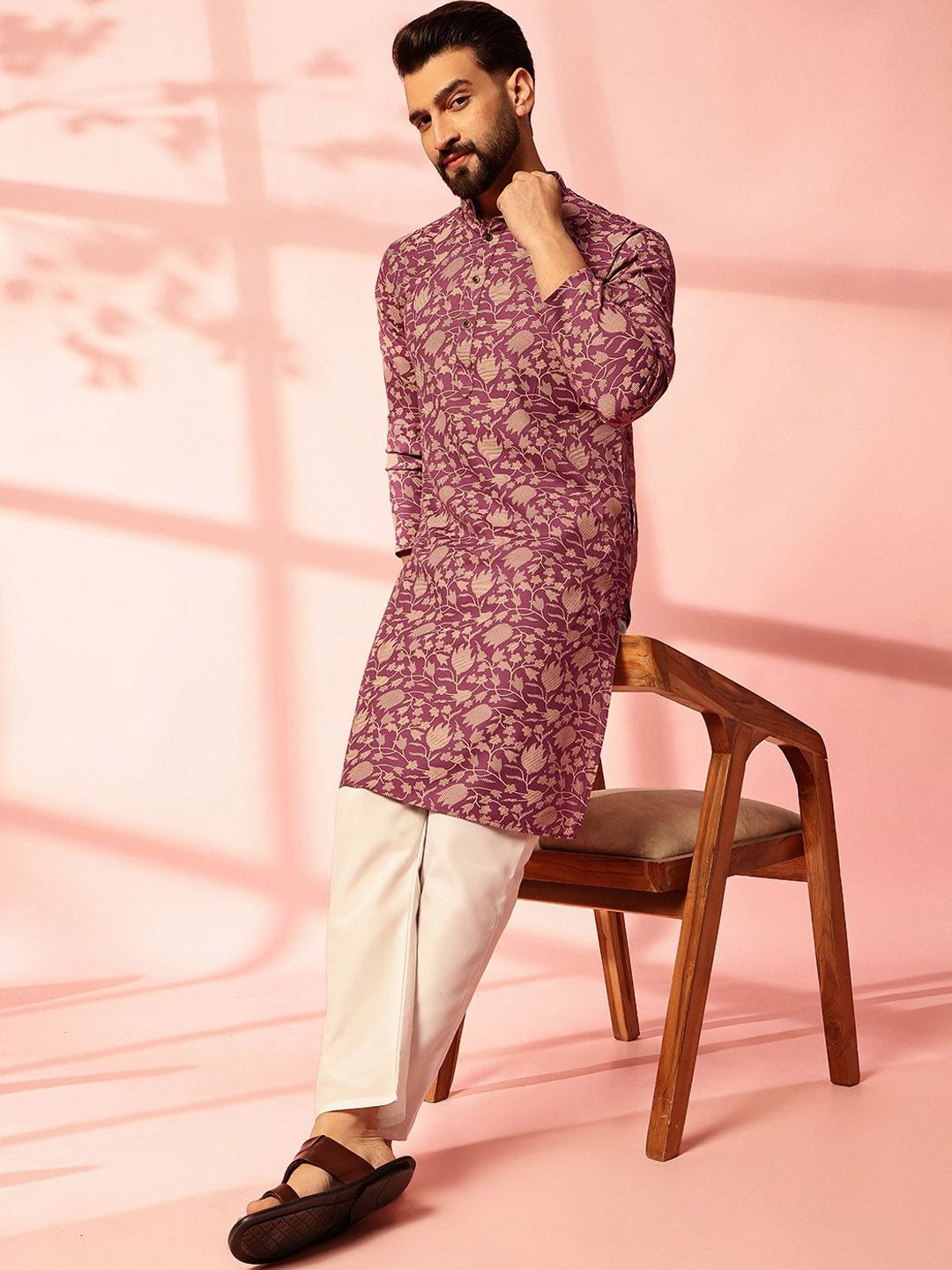 Anouk Men Floral Printed Regular Kurta with Pyjamas