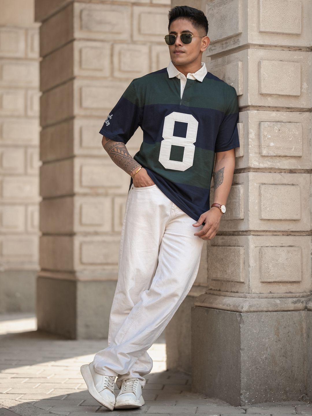Powerlook Men Colourblocked Polo Collar Pure Cotton T-shirt