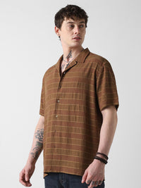 VASTRADO Men Classic Horizontal Striped Oversized Casual Shirt