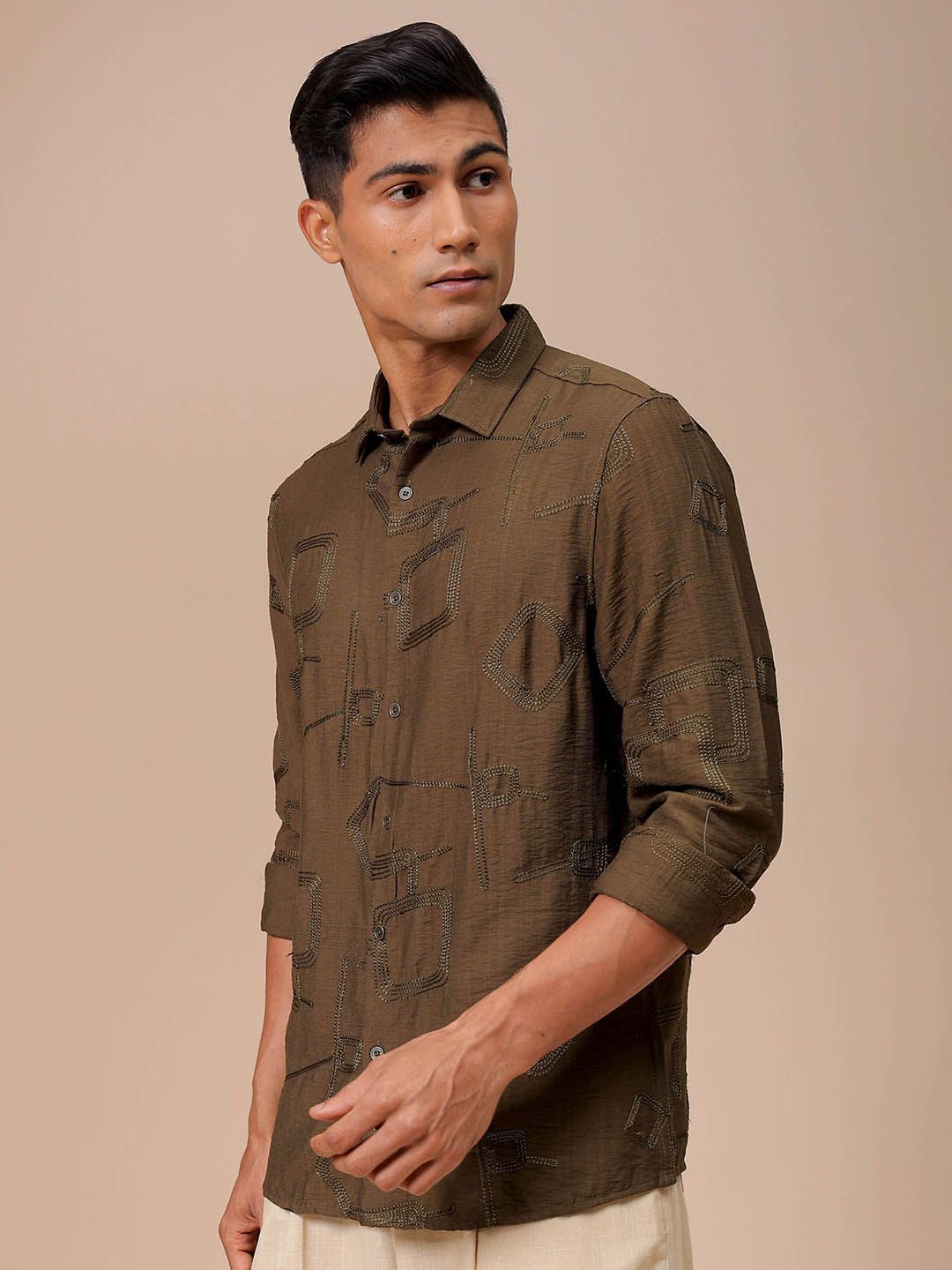 The Indian Garage Co Men Regular Fit Embroidery Resortwear Shirt