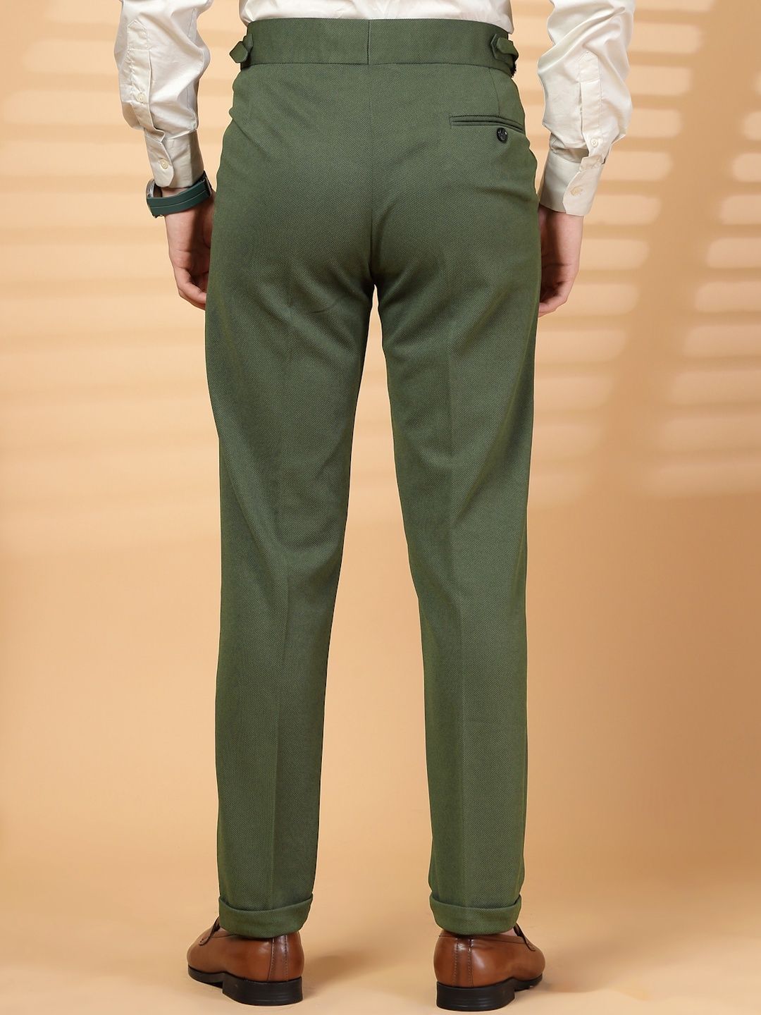KLOTTHE Lelaki Olive Lycra Seluar Formal Formal