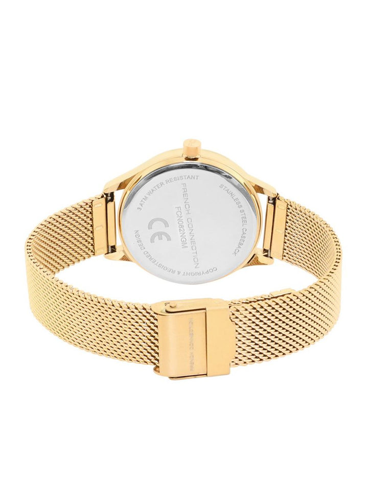 French Connection Women Embellished Dial & Stainless Steel Bracelet Style Straps Analogue Watch FCN082NGM