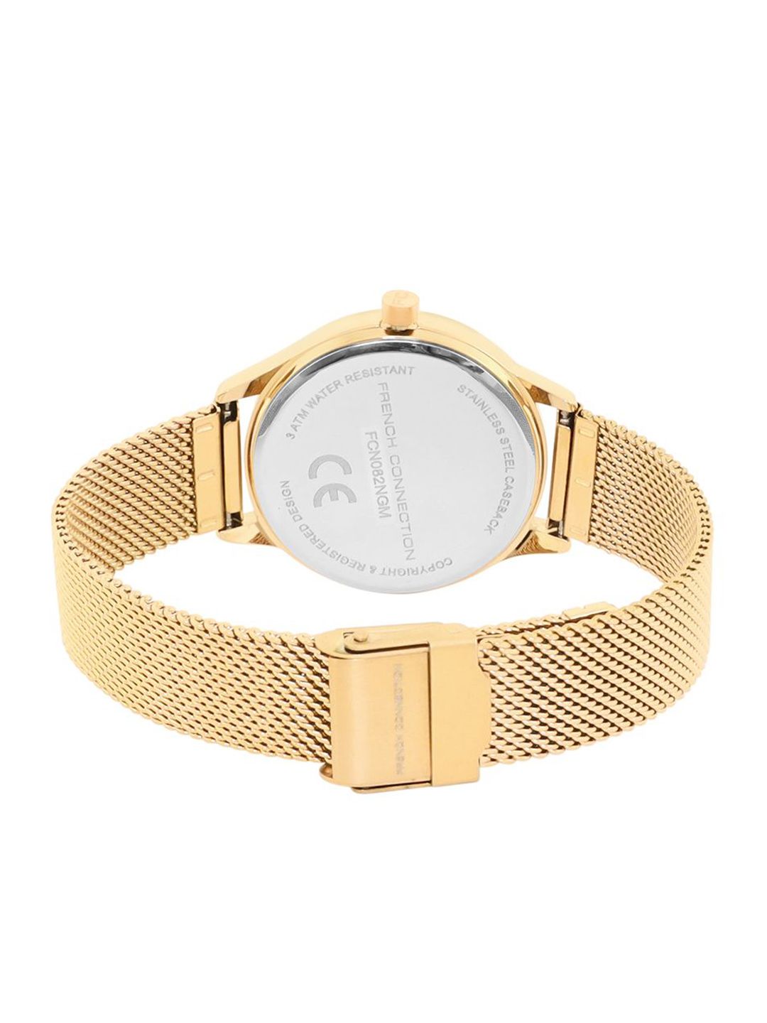 French Connection Women Embellished Dial & Stainless Steel Bracelet Style Straps Analogue Watch FCN082NGM